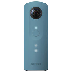 Pentax Ricoh THETA SC Action Camera, HD 1080p, 14MP, 360° Recording, Wi-Fi with Soft Case Blue